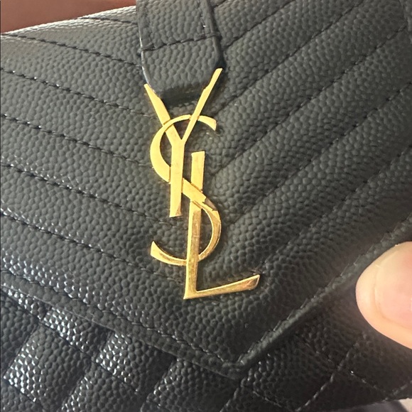 Authentic Saint Laurent Envelope Small YSL Flap Wallet in Grained Leather - Picture 9 of 9
